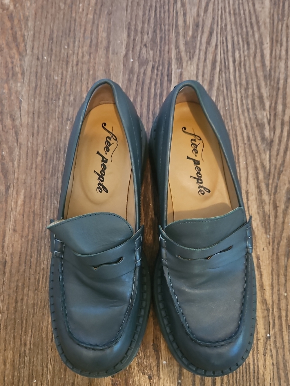 Free People Lyra Lug Sole Loafer Green EU 38.5 - Picture 5 of 12